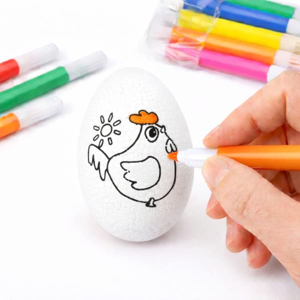 Polystyrenägg pysselset 6-pack med färgmarkörer för barn
