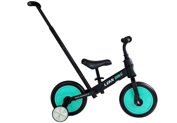 Trehjuling barn 3+ 3-i-1 med avtagbara hjul/pedaler svart/mint