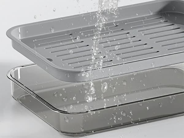 Køkkenbakke med afløbsindsats plast 29,5 x 20 x 4 cm grå/hvid