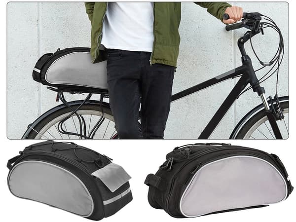 Cykeltaske til bagagebærer 13 L vandafvisende sort/grå