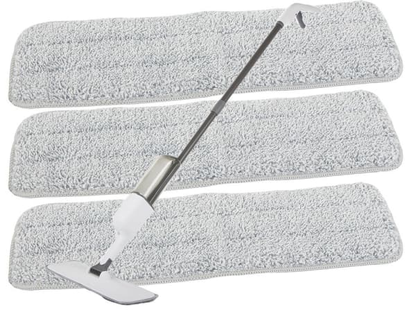Spraymopp med vattentank 450 ml och 3 mikrofiberdukar vit 125 cm