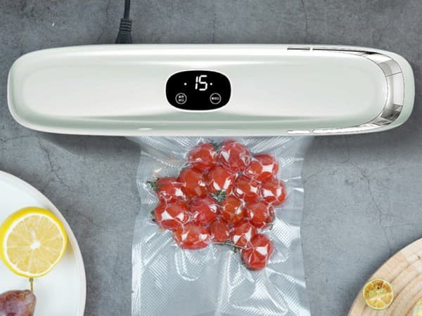 Vakuumförpackare för mat 90 W med 5 vakuumpåsar, vit