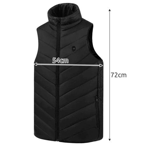 Varmevest unisex USB 9 varmezoner 3 niveauer sort str. M