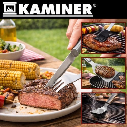 Grillværktøjssæt 26 dele rustfrit stål med aluminiumkuffert