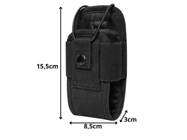 Walkie-talkie-kotelo polyesteri musta 8,5 x 3 x 15,5 cm