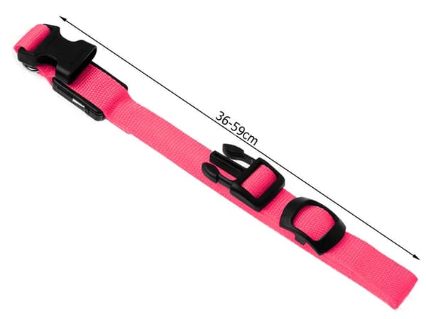 LED-halsbånd hund/kat justerbart 46–59 cm rosa inkl. 2 batterier