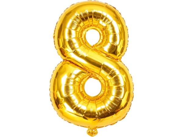 Numeropallo 8 kulta, folio, 66 cm (26 tum), pilli sis.