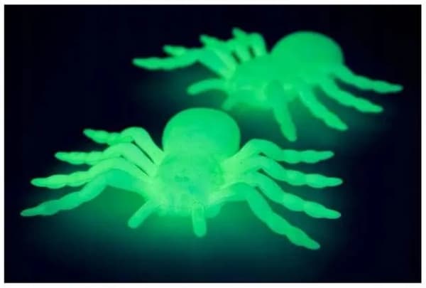 Halloween spindlar självlysande 11x7 cm 2-pack plast grön