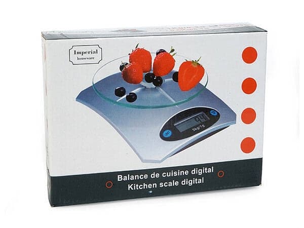 Digital köksvåg härdat glas 5 kg 1 g LCD inkl 2x AAA