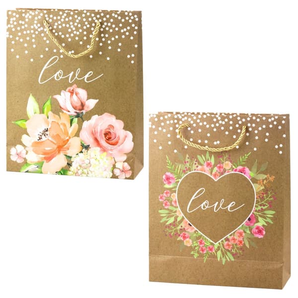 Presentpåse kraftpapper 32x26x10 cm blommönster Love 1-pack
