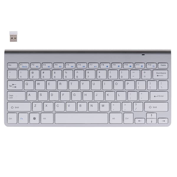 Langaton näppäimistö 2.4GHz USB hopea Smart TV/PC/Mac/Android