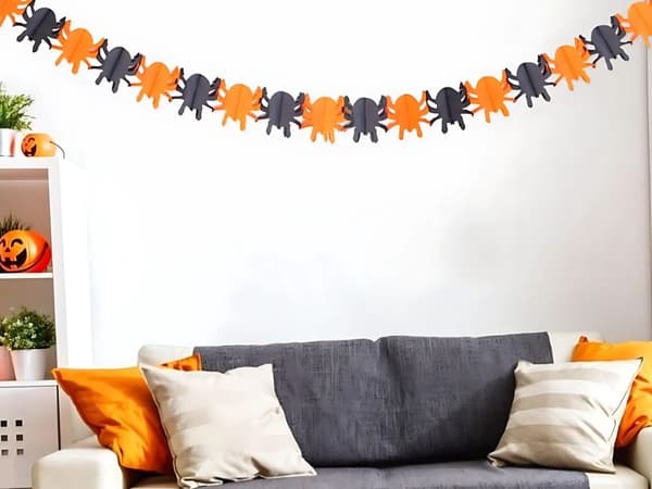 Halloween guirlande papir græskar/edderkop orange/sort 3 m
