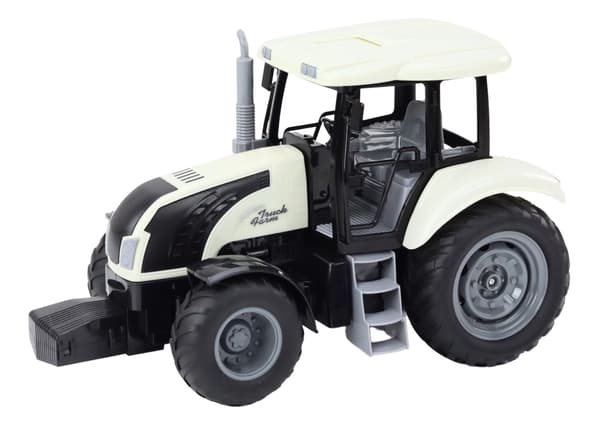 RC traktor legetøj hvid 2,4 GHz med lyd, batteri og oplader
