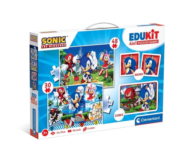 Sonic utbildningsset för barn 3+ med pussel 30/48 bitar, memo & block