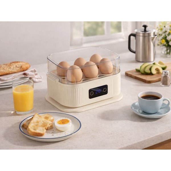 Äggkokare 6 ägg 200 W med timer display hårdhetskontroll