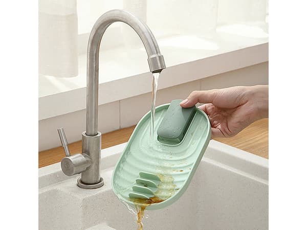 Bestikstativ med lågholder plast blå 18 x 11,5 cm plads til 4 skeer
