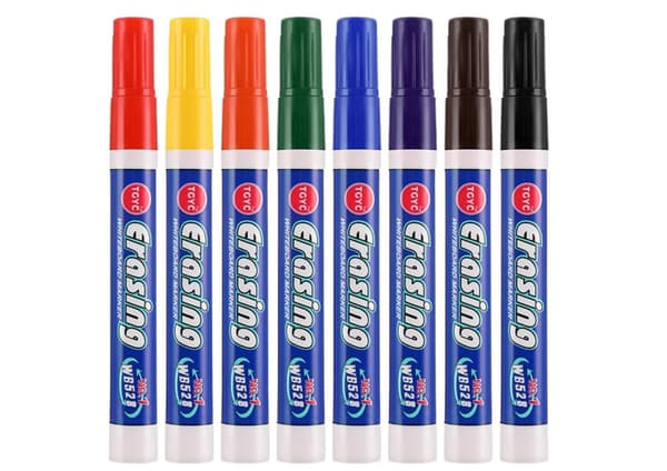 Whiteboardpennor 8-pack färgade, suddbara för tavla/glas/porslin