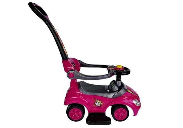 3-in-1 ajettava auto lapsille, vaaleanpunainen