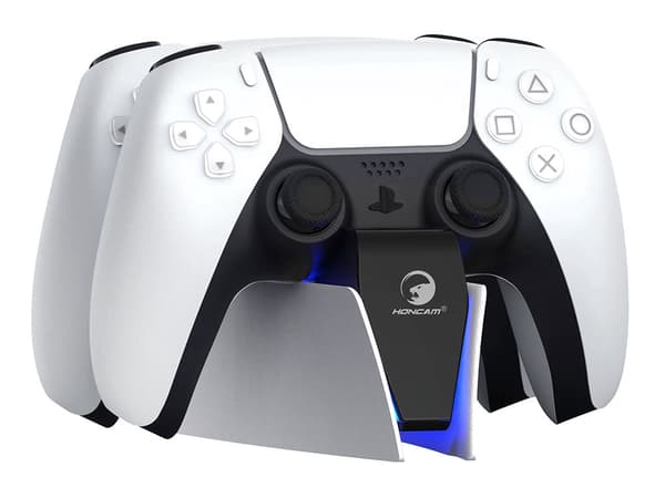 PS5 opladerstation for 2 DualSense-controllere med LED sort/hvid USB
