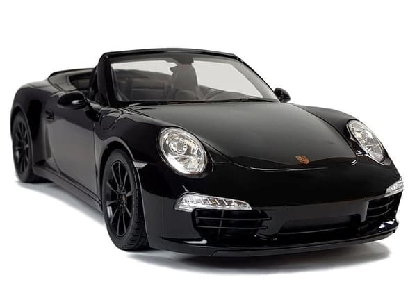 Fjernstyret Porsche 911 Carrera S 1:12 sort med LED-lys 9 km/h