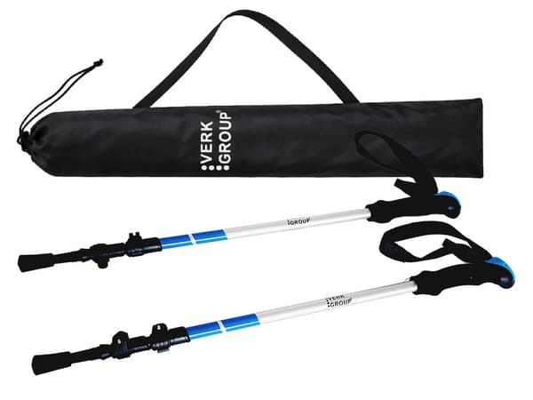 Vandrestave 62–137 cm aluminium sølv 2-pak med spidser og taske
