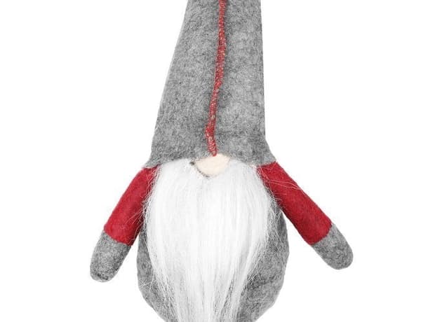 Sittande tomte juldekoration grå filt 50 cm