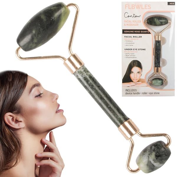 Jade-roller kasvo- ja niskahierontaan luonnonjade vihreä 14 cm