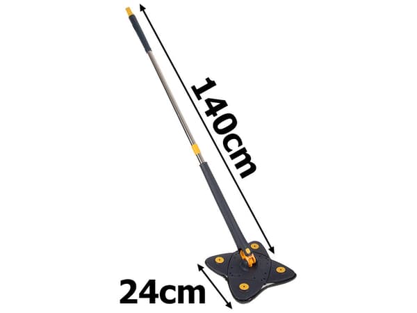 Rotationsmoppe med udvridningssystem og roterende hoved, skaft 140 cm