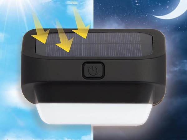 Solcellelampe LED RGB til trappe/hegn med skumringssensor sort