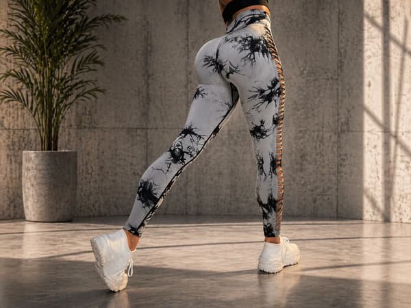 Træningsleggings dame push-up høj talje grå/sort S/M (XS–M)
