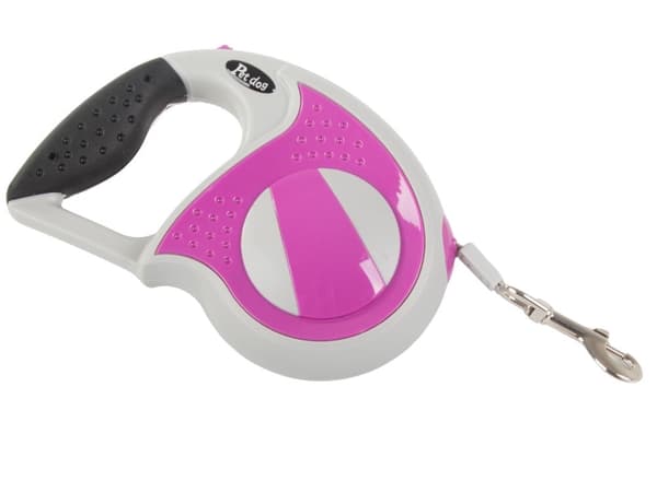 Automatisk hundeline 5 m til hund op til 20 kg rosa
