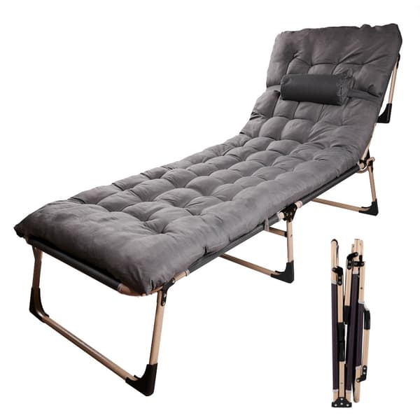 Fällbar fältbädd med madrass och kudde 193x66 cm mörkgrå