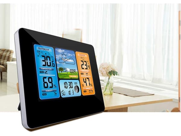 Trådløs vejrstation med ekstern sensor LCD-termometer/hygrometer