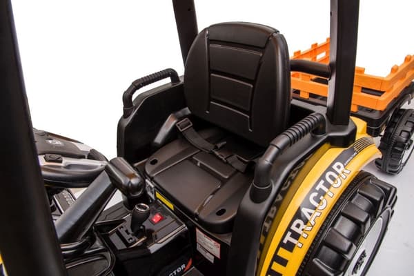Batteridriven lektraktor 24V med släpvagn, gul