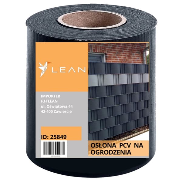 Hegnstrimmel PVC 19 cm x 35 m grafit inkl. 20 monteringsclips