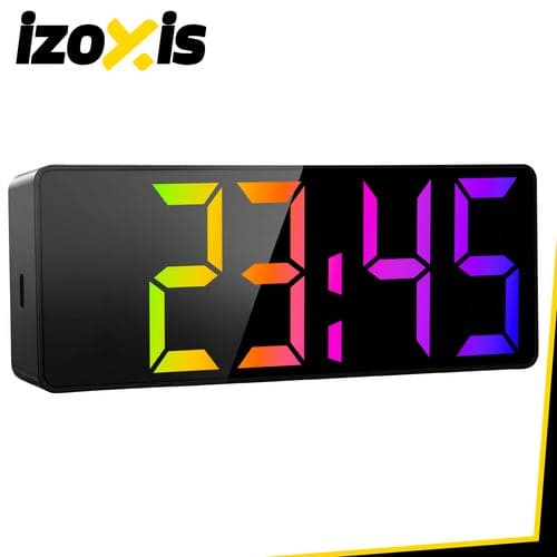 LED-vækkeur med farvedisplay, tid/dato/temperatur, USB/AAA