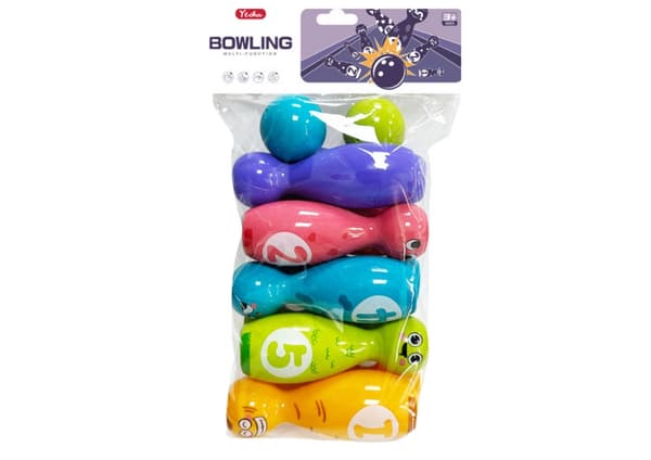 Bowling set för barn 10 käglor med ansikten + 2 bollar, 3+ år