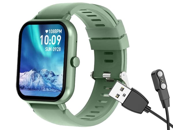 Smartwatch med Bluetooth-opkald grøn silikonerem 5–7 dage