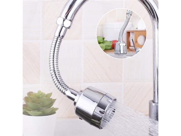 Perlator kranforlænger M22 360° 2 sprayindstillinger krom sølv højde 17 cm