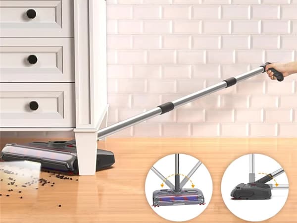 Ledningsfri elektrisk fejebørste 360° roterende børste LED 80 min