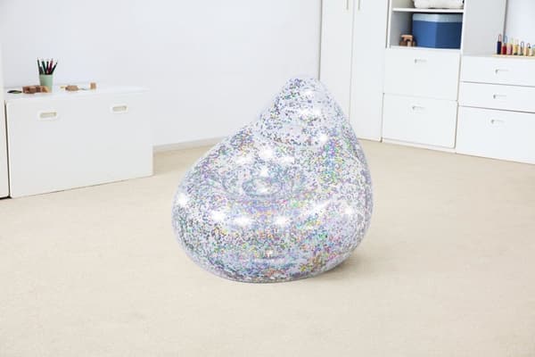 Oppustelig glitrende lænestol 72x72x64 cm til børn, max 70 kg