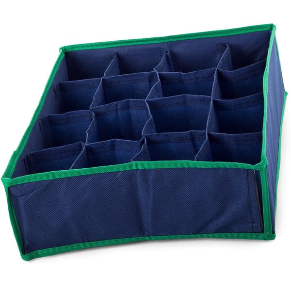 Förvaringslåda underkläder 16 fack 35x28x10 cm marinblå