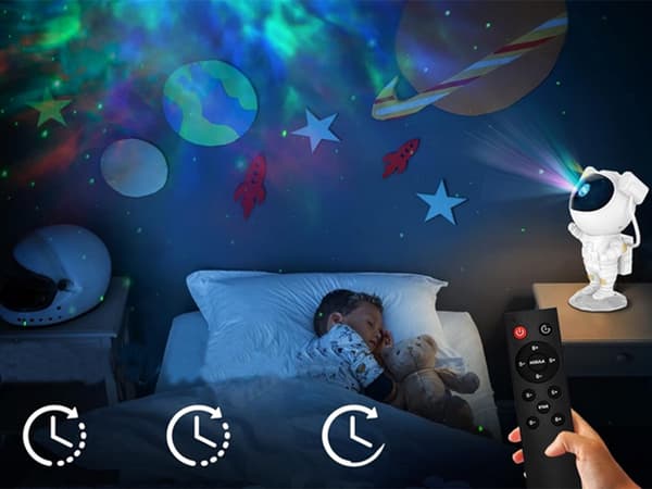 Astronaut stjärnprojektor LED med fjärrkontroll, USB, vit, 23 cm