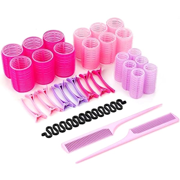 33-pack Hårrullar med Clips och Kam - Skapa Perfekta Lockar