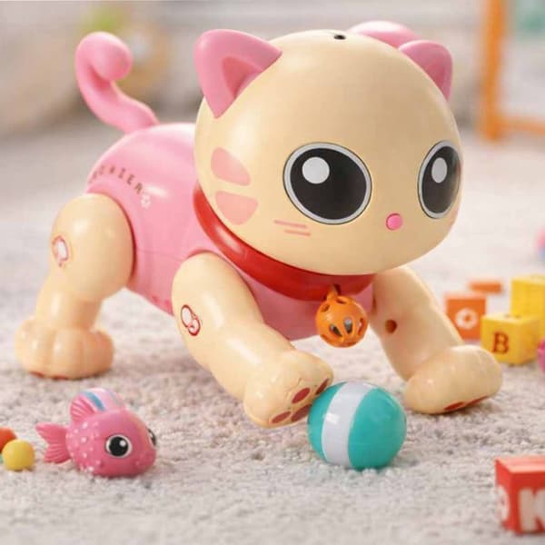 Fjärrstyrd interaktiv kattleksak robot rosa 18 cm med fjärrkontroll