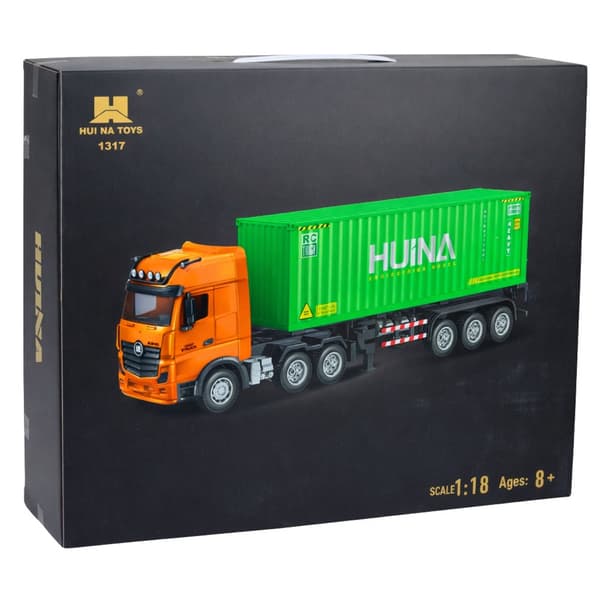 Fjernstyret containerlastbil RC 1:18 9CH 2.4GHz med trailer LED/lyd