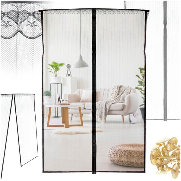 Magnetiskt myggnät för dörr 100x210 cm svart mesh