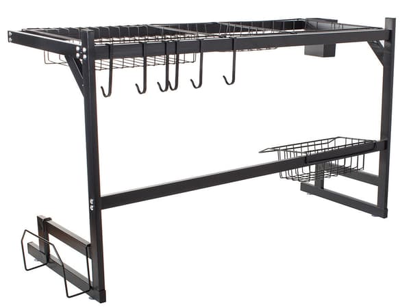 Diskställ över diskho med bestickhållare 6 krokar svart 85 cm