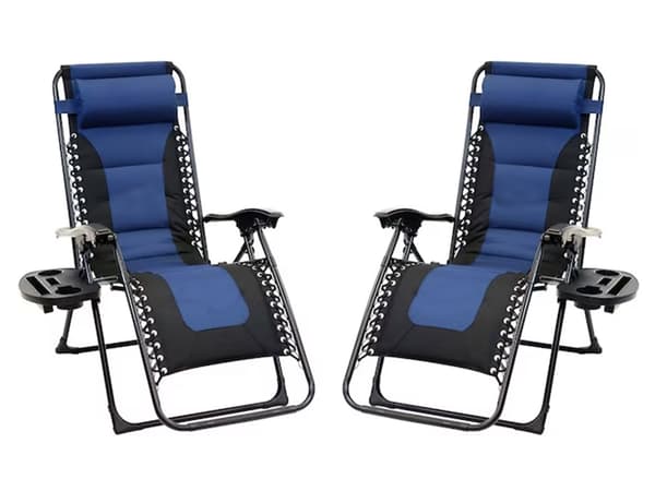 Gravitationsstol Zero Gravity foldbar med sidebord marineblå/sort