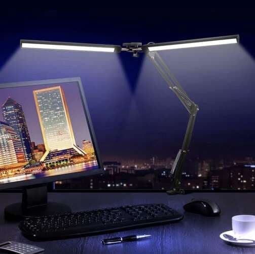Tegnebordslampe LED med dobbelte lyspaneler 24W 3 farver 10 niveauer sort